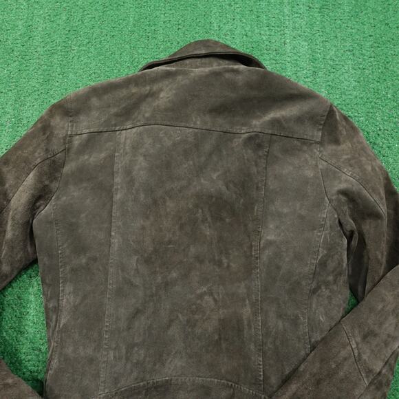 H&M SUEDE LEATHER BIKER STYLE HEAVY METAL JACKET WOMENS SIZE 8 - Picture 7 of 10